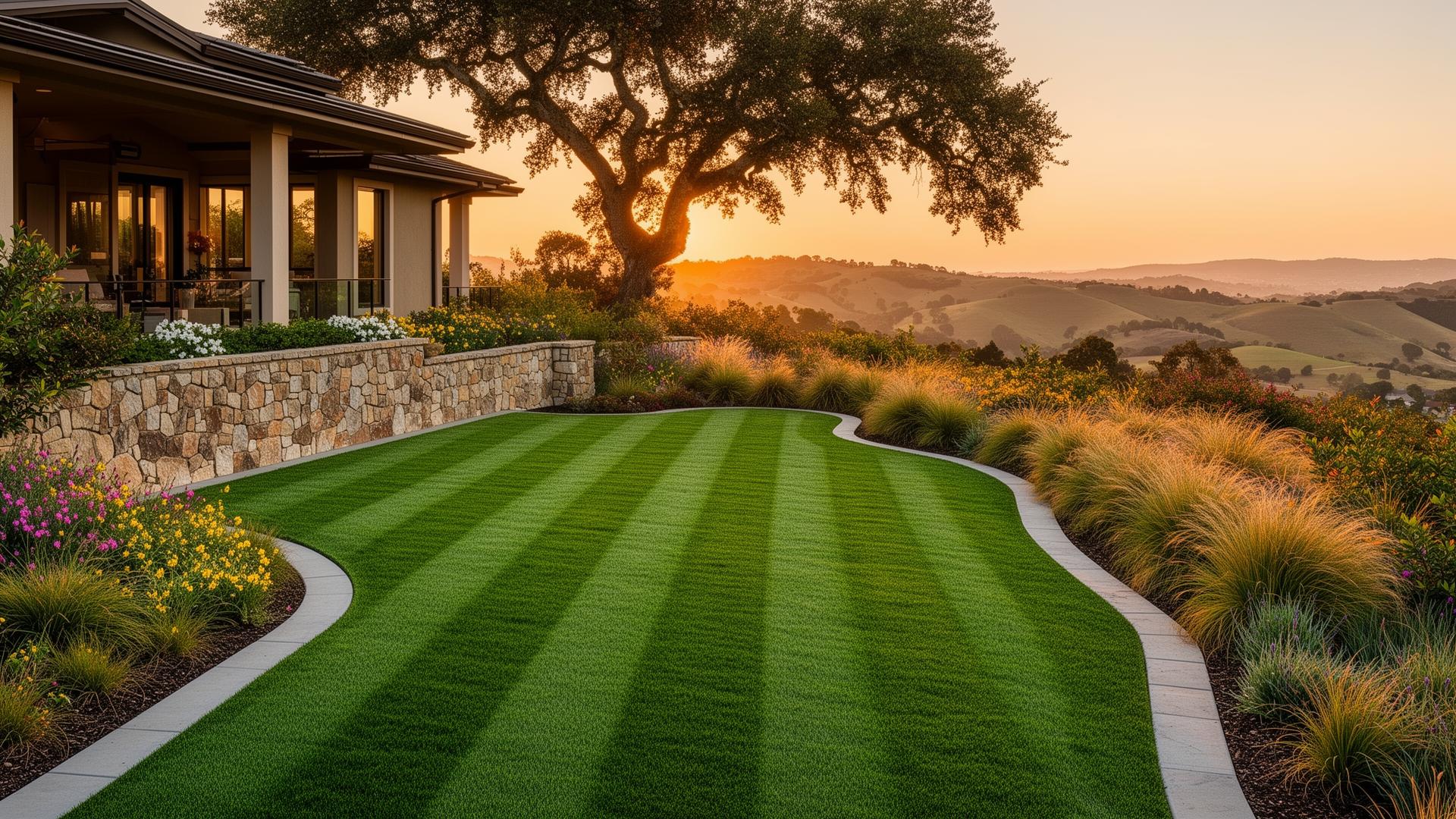 Freshly cut lawn at an upscale Central Coast home